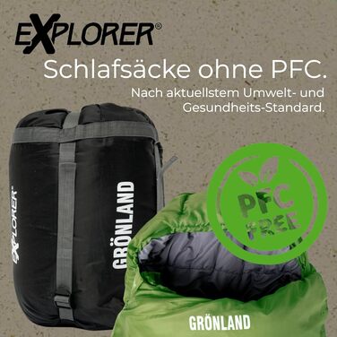 Сплячий мішок EXPLORER® GRÖNLAND -23°C, 3-4 сезони, для дорослих, 230x82x55 см, темно-зелений, правосторонній