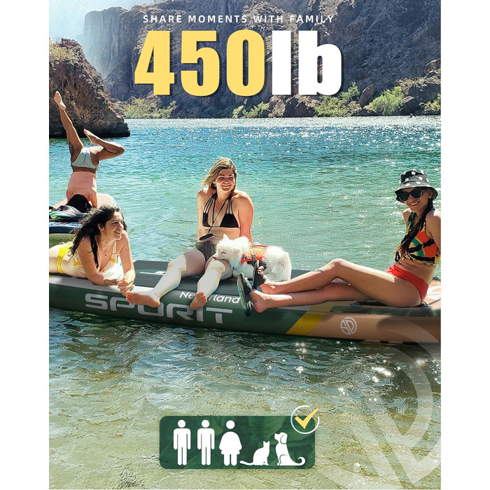 Надувне SUP-борд для дорослих, 204 кг, з сумкою та веслом (Хвойний)