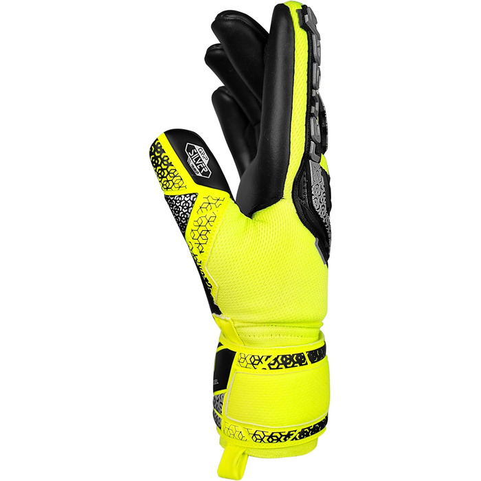 Воротарські рукавички Reusch Attrakt Freegel Silver Junior дитячі, для футболу, дихаючі, універсальні (жовто-срібно-чорні)
