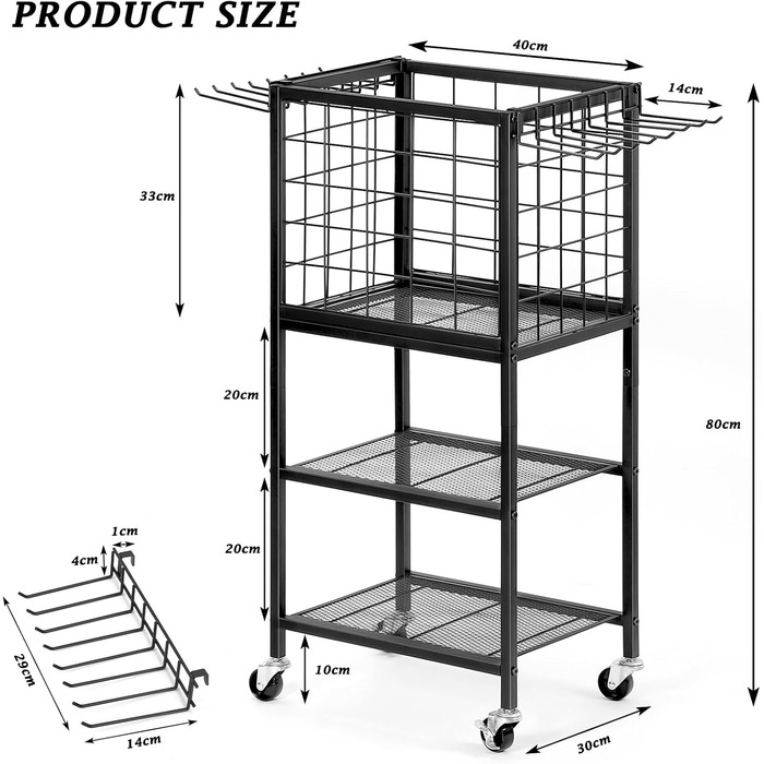 Стійка для гантелей та йога-матів LIANTRAL з колесами та гачками, чорна. Багатофункціональна стійка для зберігання спортивного обладнання для дому