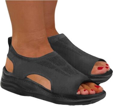 Ортопедичні сандалії жіночі літні, зручні, миючіся, слінгбек, спортивні сандалії з м'якою устілкою, для активного відпочинку, трекінгу, повсякденного носіння, розмір 37-43 (C03 Чорний, 40 EU)