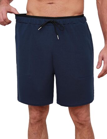 Чоловічі спортивні шорти Soer Activewear з кишенями та блискавкою, бавовняні шорти для бігу та відпочинку, темно-сині (L)