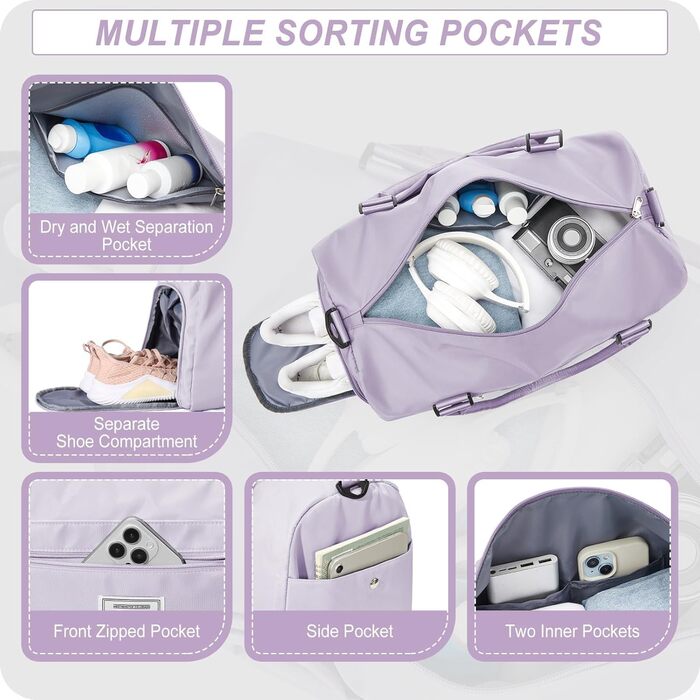 Спортивна сумка HYC00 для жінок та чоловіків, дорожня/гімнастична сумка з відділенням для мокрого одягу та взуття, сумка для плавання, йоги, тренувань, армійного стилю (зелений)