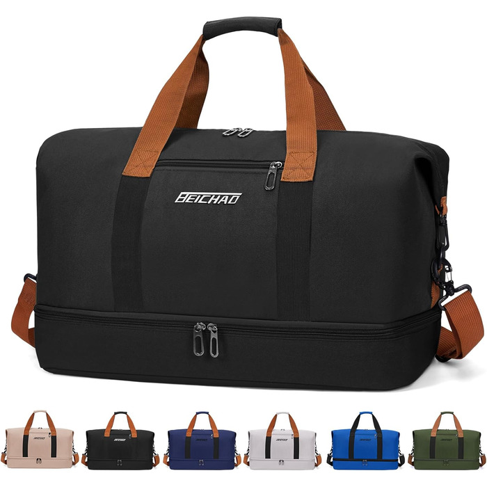 Спортивна сумка-рюкзак для чоловіків та жінок з відділенням для взуття та мокрих речей, велика місткість, легка, водонепроникна, чорна