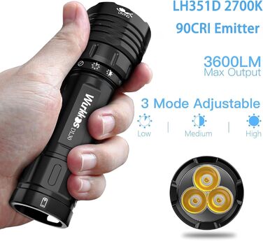 Ліхтар під водою Wurkkos DL30, 3600 Люмен, IPX8, 3* LED CRI 90 LH351D, з зарядним пристроєм