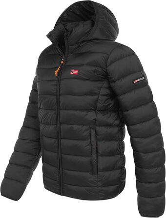 Чоловіча зимова куртка Geographical Norway: тепла, з підкладкою, легка, з капюшоном, чорна (S)