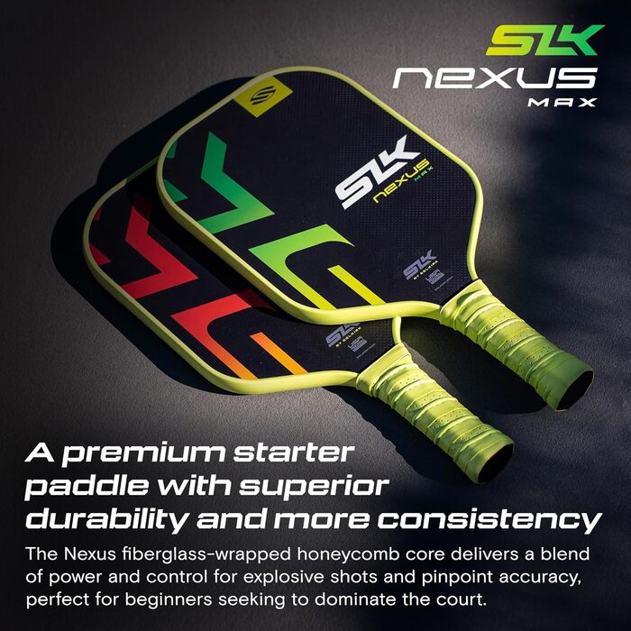 Падл для піклболу SLK Nexus: обличчя SpinFlex з графітом, ядро SX4 (13 мм), червоний, покращений оберт, універсальний | 2025