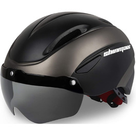 Велошолом Shinmax з візором та магнітними окулярами для чоловіків і жінок, регульований, для МТБ і шосе, чорний титан