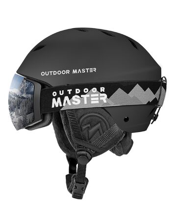 Комплект OutdoorMaster Kelvin: гірськолижний шолом та професійна маска для лиж та сноуборду, чорний, розмір L