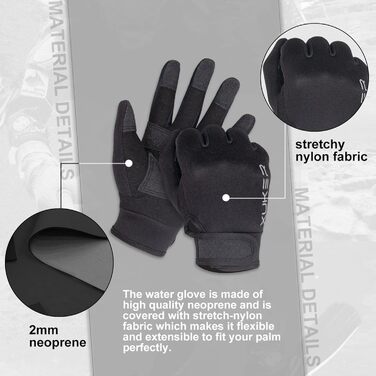 Рукавички XUKER з неопрену, 1,5 мм та 2 мм, для дайвінгу, снорклінгу, веслування, серфінгу, каякінгу, каное, підводного полювання, катання на лижах та інших водних видів спорту, 2 мм XXL