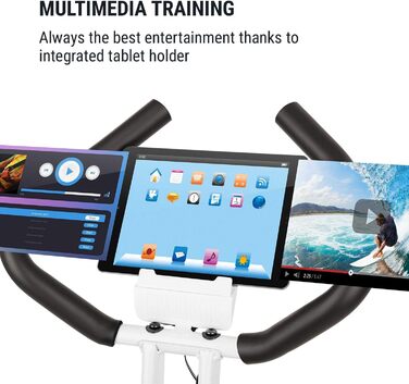 Capital Sports Azura Air Heimtrainer: Складний велотренажер для дому з магнітним опором та тримачем для планшета, білий/блакитний