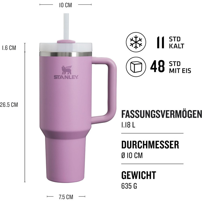 Термочашка Stanley Quencher H2.0 Flowstate з трубочкою 1.2 л, нержавіюча сталь, термобутилка BPA Free, зберігає холод до 48 годин, підходить для посудомийки