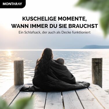 Спальний мішок для кемпінгу з капюшоном до -3°C з подушкою - теплий зимовий та літній спальник 3-4 сезони (75 x 220 см) - туристичний спальник для жінок та чоловіків (чорний, 280GSM)