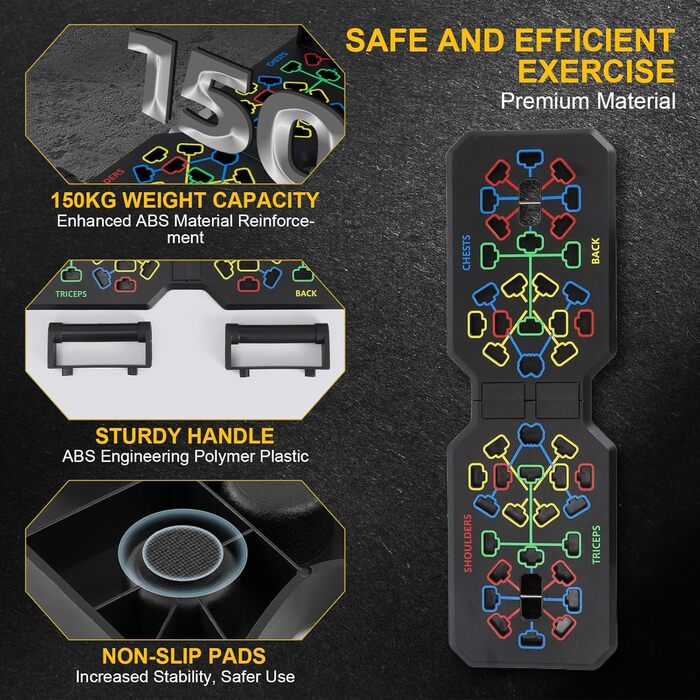 Flintronic Тренажер для віджимань 12 в 1: Розкладний, портативний, для всього тіла. Fitness Board для ефективних віджимань