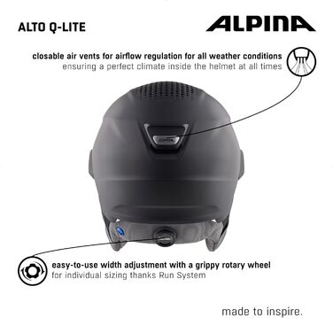 Лижний шолом Alpina Alto Q-Lite з посиленим захистом, контрастним візором, для дорослих, розмір 51-55 см, сірий-рожевий матовий