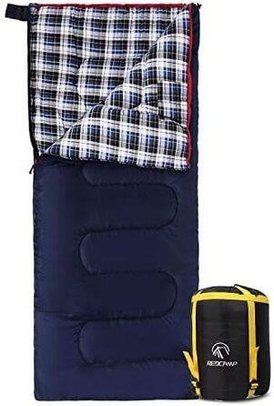 Спальний мішок REDCAMP XL з бавовни, теплий, знімний капюшон, фланелевий, компактний, 3-4 сезони, для дорослих та дітей, для кемпінгу, риболовлі, зимовий, блакитний, з наповнювачем 2lbs/3lbs