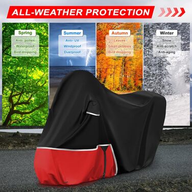 Водонепроникний чохол для мотоцикла Piaggio MP3 400/500 (з кофром), чорний та червоний, 420D Oxford