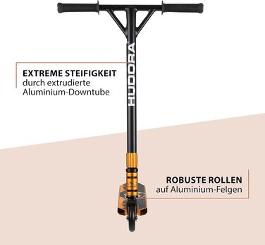 Трюковий самокат HUDORA XR-25.1 з 360° кермом, ABEC 9, золотий, міський та фристайл самокат