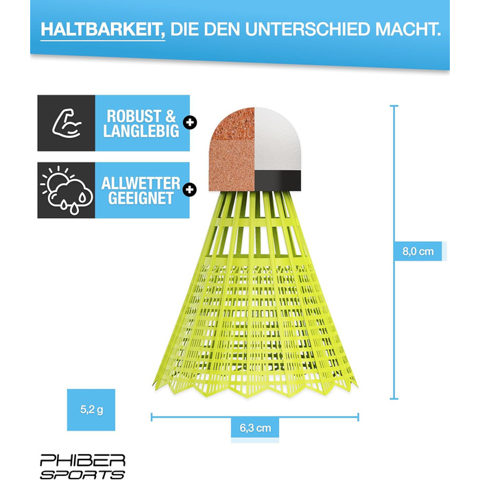 Набір для бадмінтону Federbälle: 10 штук, ідеальний для початківців, сімей та професіоналів. Підходить для гри в приміщенні та на вулиці.