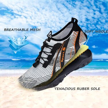 Водні шкарпетки для плавання та дайвінгу WateLves - унісекс, дихаючі, неслизькі, розмір 40 EU, білий/оранжевий