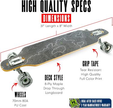 Скейтборд Madd Gear Pro Series Terrain 78.7x20.3 см для початківців - Комплект