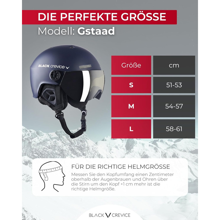 Шолом гірськолижний BLACK CREVICE Gstaad з візором (navy/white) | Полікарбонат, регулювання розміру, дихаючий | для чоловіків та жінок