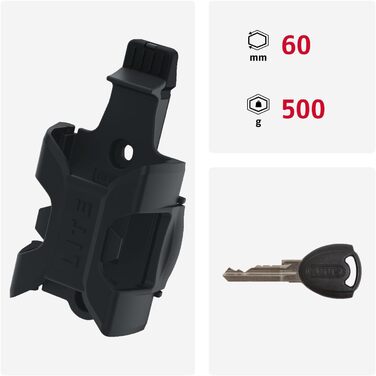 Замок велосипедний ABUS Bordo Lite 6055K SH з кріпленням - сталевий, 60 см, рівень безпеки 7, чорний