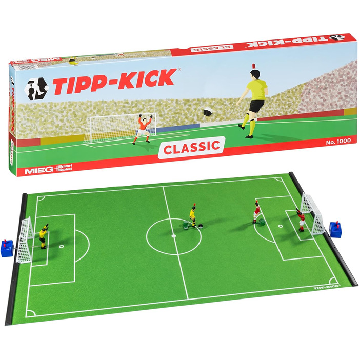 TIPP-KICK Classic 80x47 см – ігровий набір з 2 гравцями, 2 воротарями, 2 пластиковими воротами, 2 м'ячами, фетровим полем