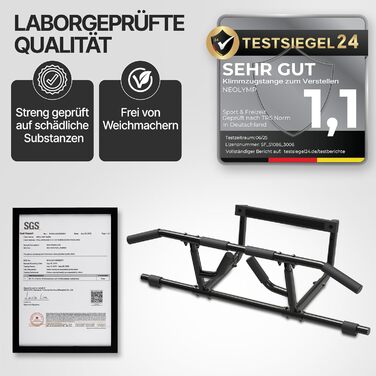 Климмустатова перекладина для дверного отвору Neolymp Premium - регульована висота, глибина та ширина, вантажопідйомність 150 кг, без свердління