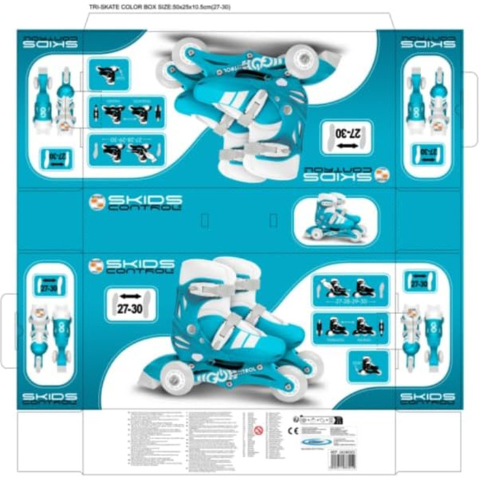 Ролики TRISKATES 2-в-1, регульовані, для дітей, SKIDS CONTROL MIXTE 2025, блакитні