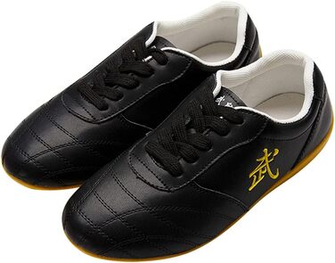 Чоловічі та жіночі тайтчі (тай-чі) кросівки для тренувань, Kung Fu, Wushu, Wing Chun, гімнастики, з м'якою підошвою, шкіряні, чорні, 37 EU