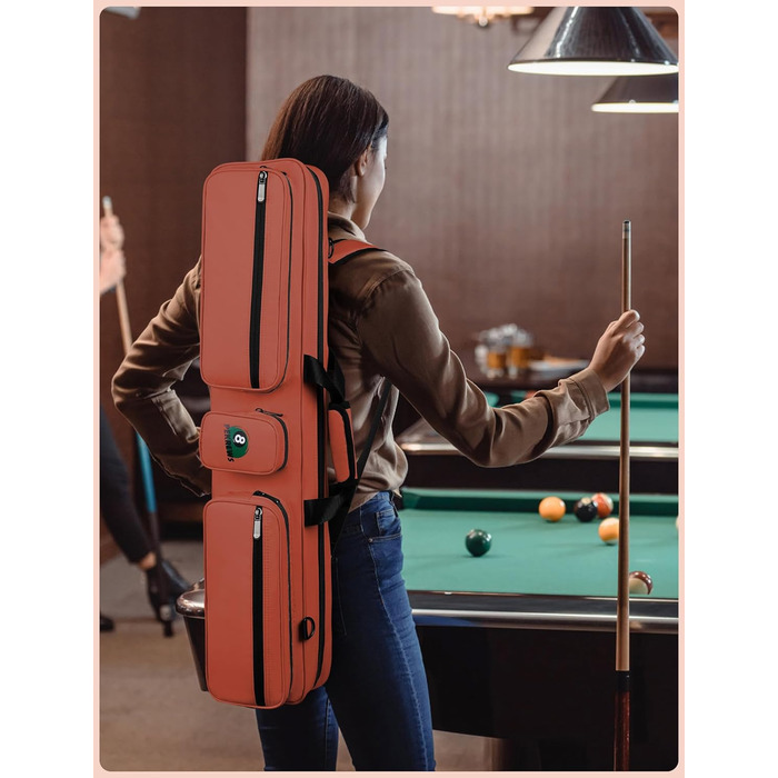 Чохол для більярдної кулі, сумка для 4 кулі та 5 шесток, м'яка підкладка, регульований ремінь, для жінок та чоловіків, Deluxe, помаранчевий