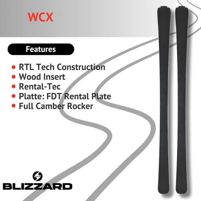 Льодоступи для фріраїду Blizzard WCX - повний камбер та рокер - з кріпленнями TLT10 Demo Z3-10 - для досвідчених та хороших лижників - слаломні лижі для підготовлених трас