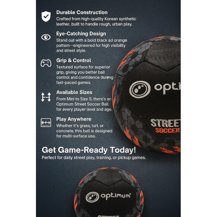М'яч для вуличної футболу Optimum Unisex – високоякісний, зносостійкий гумовий м'яч, довговічний протектор, ідеальний для бетону та асфальту, універсальний, багатокольоровий (5 шт. чорний / рожевий)