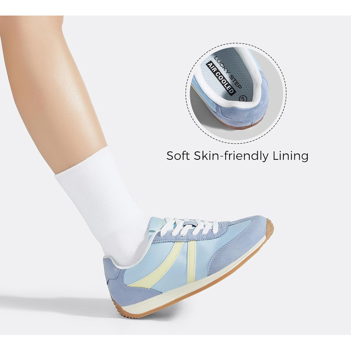 Жіночі ретро-кросівки LUCKY STEP: зручні повсякденні черевики 39 EU, синьо-жовті, з протиковзкою підошвою та дихаючою підкладкою