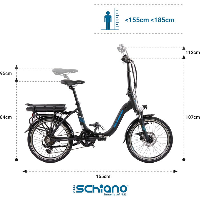 Електровелосипед F.lli Schiano Solar 20 дюймів, складаний, для дорослих, Shimano, до 25 км/год