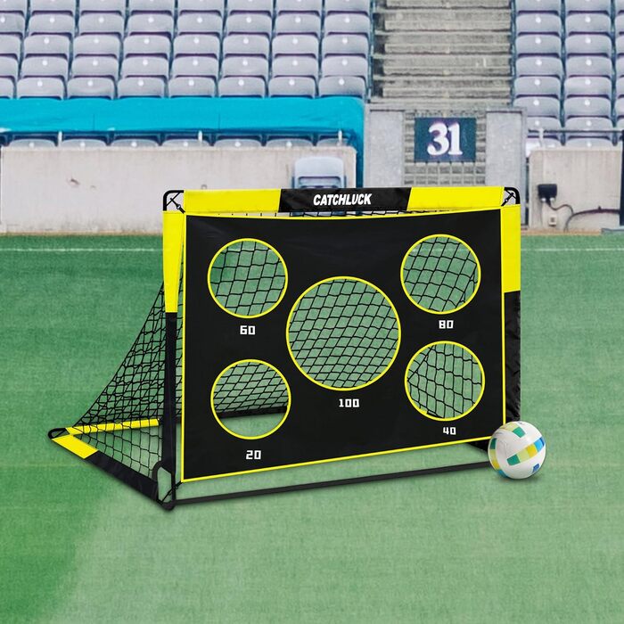 Дитячі футбольні ворота для саду 2 в 1 Pop Up, з лункою та сумкою, 120x90x90, жовтий