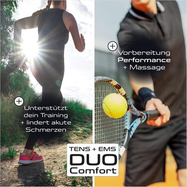 Prorelax TENS/EMS Duo Comfort Blackline: електростимулятор для м'язів та зняття болю | 2 терапії в одному пристрої, великий дисплей