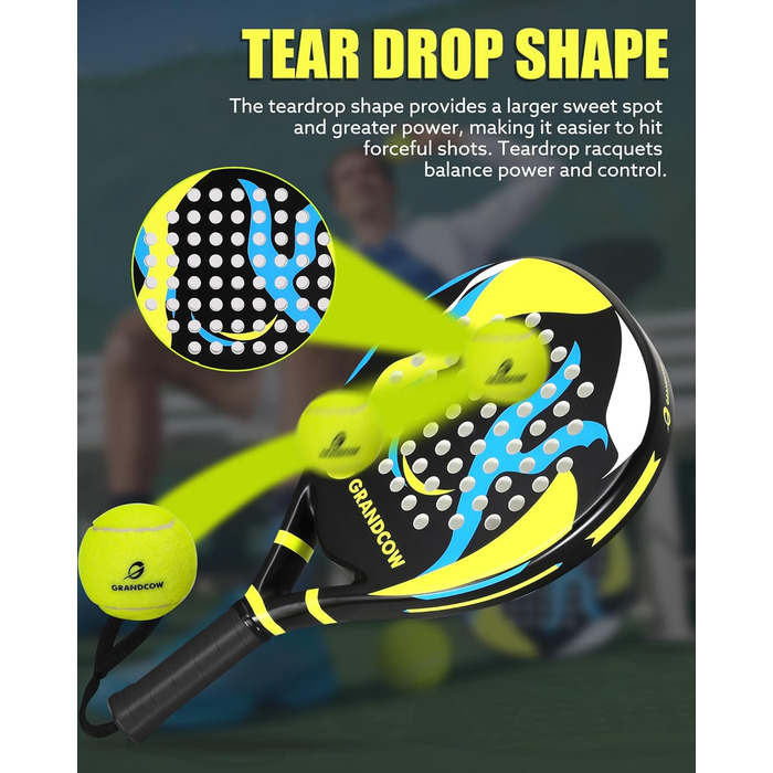 Ракетка для падел карбонова Power Lite Pop Tennis (2 шт) чорна