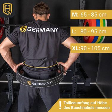 Пояс для пауерліфтингу HQ Germany, натуральна шкіра, нержавіюча сталь, розміри S/M/L