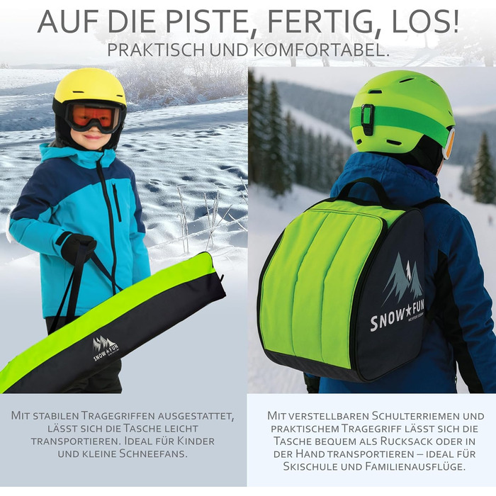 Набір дитячих лиж BambiniWelt 125 см: лижі, чохол для лиж та черевиків, рюкзак для лиж, чорний/рожевий