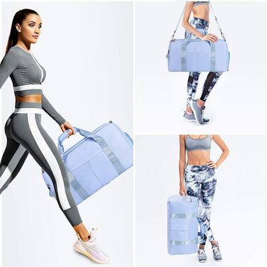 ICEIVY спортивна сумка для тренажерного залу, дорожня сумка, сумка для йоги з додатковим шнурком, велика, синя