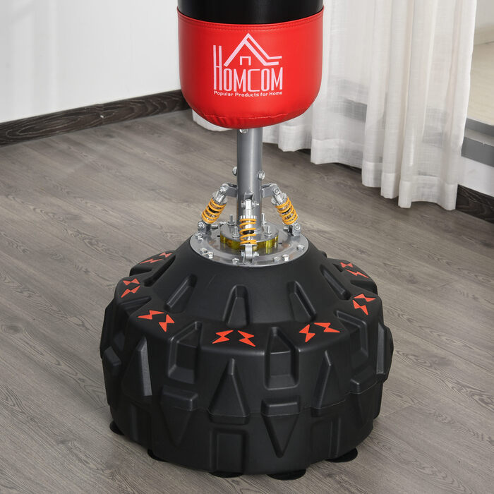 Боксерська груша HOMCOM для дорослих з всмоктувальною основою Black Red 60x60x180см ідеально підходить для фітнесу та самооборони