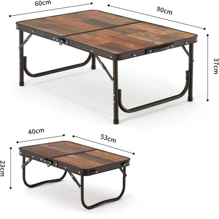 Складний туристичний стіл Naturehike 90x60x37 см з регулюванням висоти, MDF, для кемпінгу, відпочинку на природі, саду та подорожей