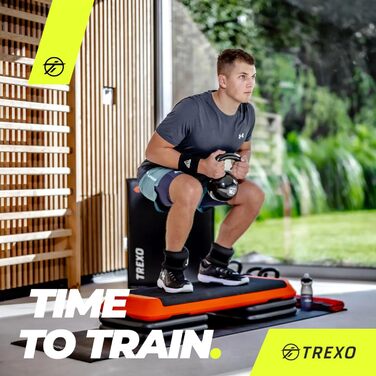 Аеробний степ-платформа TREXO для фітнесу, кардіо та домашніх тренувань, регульована висота 10/15/20 см, навантаження до 250 кг, 109x41 см, рожевий/оранжевий/сірий/зелений/фіолетовий