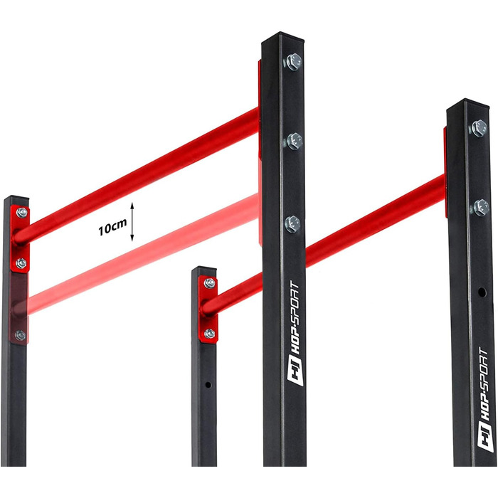 HOP SPORT Турнік для віджимань Dip Stange - надійна та регульована стійка для віджимань до 140 кг - тренажер для силових тренувань + неопренові рукавички в комплекті, чорний