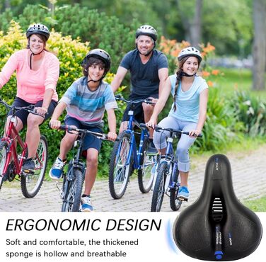 Комфортний велосипедний сідло, гелевий, широкий, м'який, дихаючий, амортизуючий, ергономічний, з водонепроникним чохлом та інструментами для встановлення, 26 * 21.5 см, блакитний