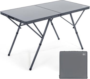 Складний туристичний стіл EVER ADVANCED 120x60 см, білий/темно-сірий, для кемпінгу, пікніка, саду, балкону, вантажопідйомність 60 кг