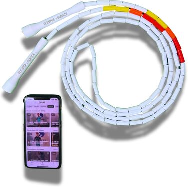 Стрибкова скакалка Elevate Beaded - професійна з регульованою довжиною до 3 м, товщина шнура 3 мм, вага 0.1 кг. (Білий/Жовтий/Помаранчевий/Червоний)