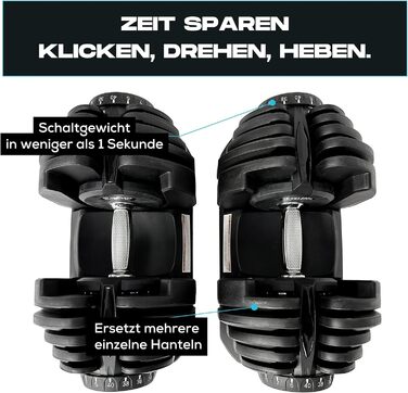 Регульовані гантелі BRAINGAIN, 15-17 кг, Smart-Click, антиковзний грип, 2 шт. по 40 кг